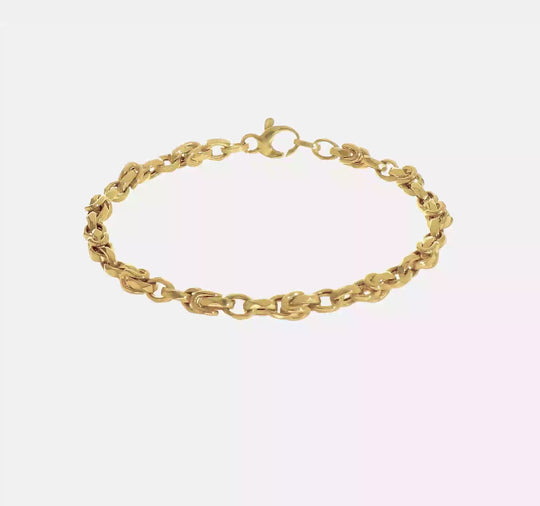 Polished 14k Gold Byzantine Style Link Bracelet