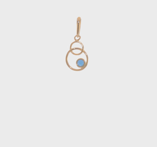 Synthetic Turquoise Circular Pendant in 14k Gold