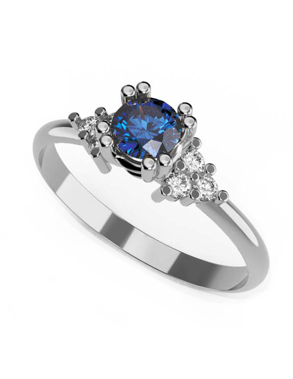 Anillo de Compromiso con Zafiro de 4mm en Oro de 14k – Amore Mio!