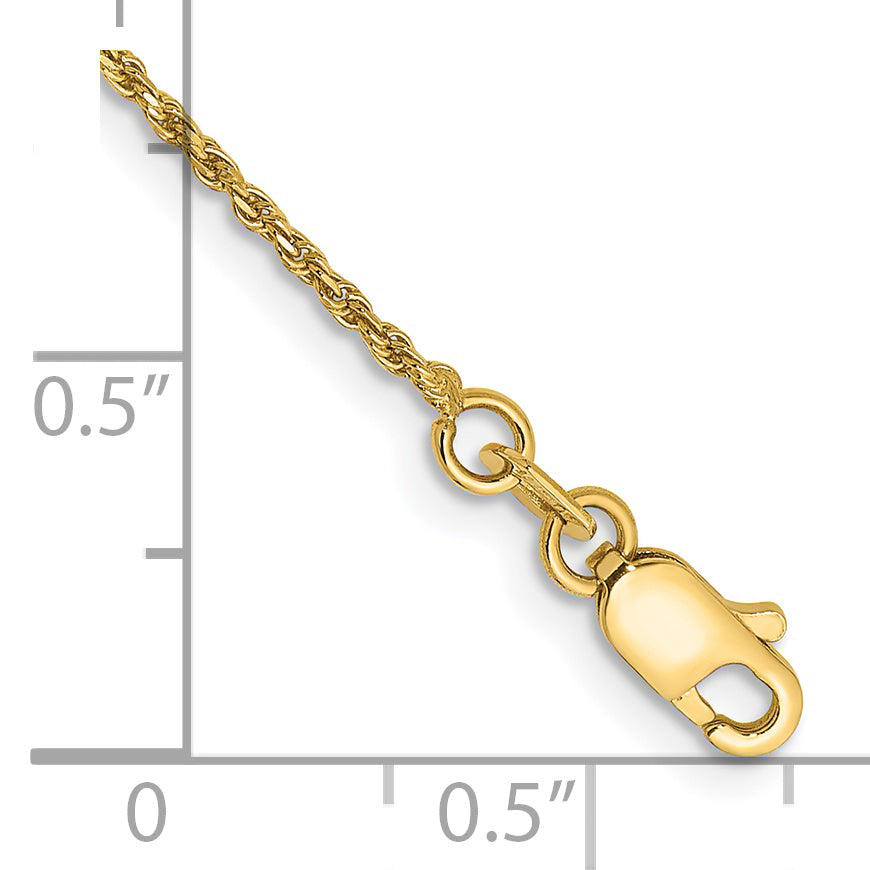 Tobillera de Cadena de 9 Pulgadas 1.15 mm de Corte Diamante, Hecho a Máquina, con Cierre de Langosta en Oro de 14K
