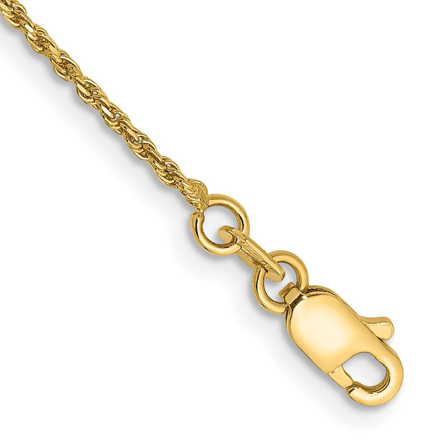 Tobillera de Cadena de 9 Pulgadas 1.15 mm de Corte Diamante, Hecho a Máquina, con Cierre de Langosta en Oro de 14K