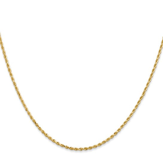 Cadena de Cuerda con Corte Diamantado en Oro Amarillo de 14K, 26 Pulgadas y 1.5 mm con Cierre de Langosta