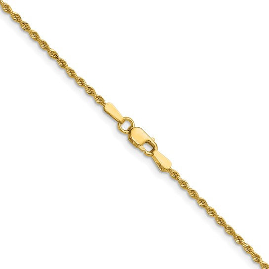 Cadena de Oro Amarillo 14K – 30 pulgadas, 1.5 mm, Cuerda Diamantada con Cierre de Langosta