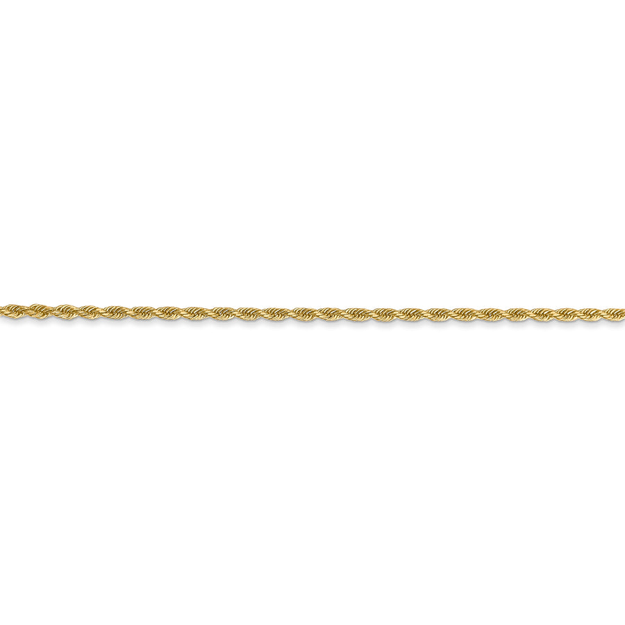 Cadena de Cuerda 14K Oro Amarillo 36 Pulgadas 1.5mm con Broche Langosta y Corte Diamante