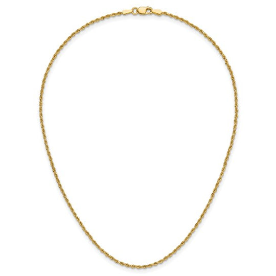 14K Yellow Gold Chain – 14 inches, 1.5 mm, Diamond Cut Rope Chain with Lobster Clasp