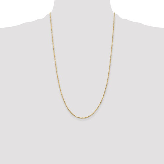 14K Yellow Gold 26 Inch 1.5mm Diamond Cut Rope Chain with Lobster Clasp