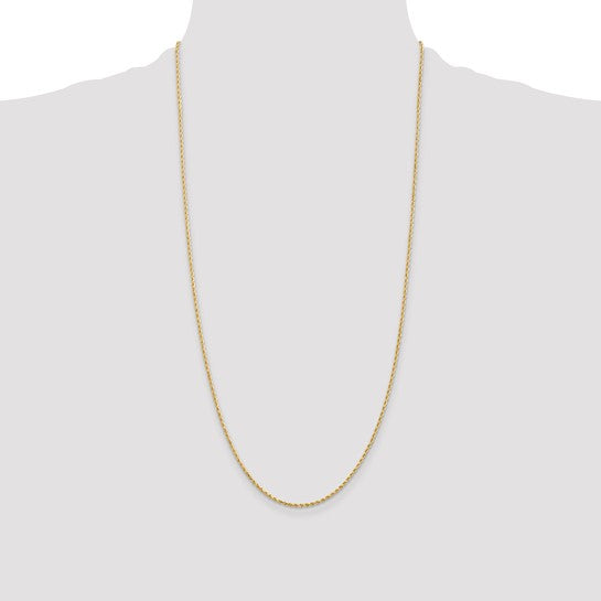 14K Diamond Cut Rope Chain, 28 inches, 1.5mm with Lobster Clasp