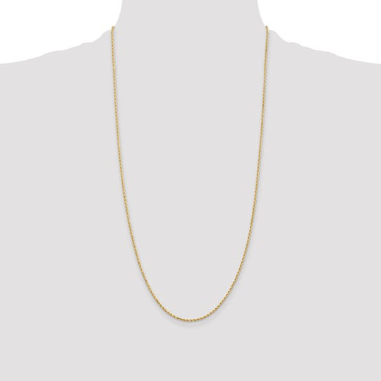 14K Diamond Cut Rope Chain, 28 inches, 1.5mm with Lobster Clasp