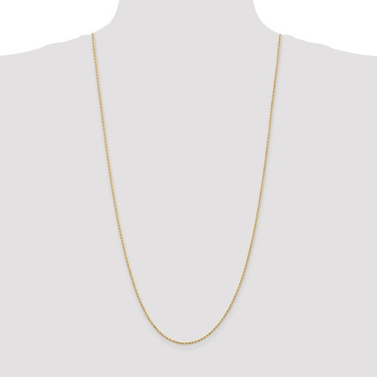14K Yellow Gold Chain – 30 inches, 1.5 mm, Diamond Cut Rope with Lobster Clasp