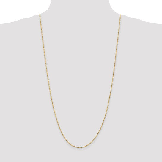 Cadena de Oro Amarillo 14K – 30 pulgadas, 1.5 mm, Cuerda Diamantada con Cierre de Langosta
