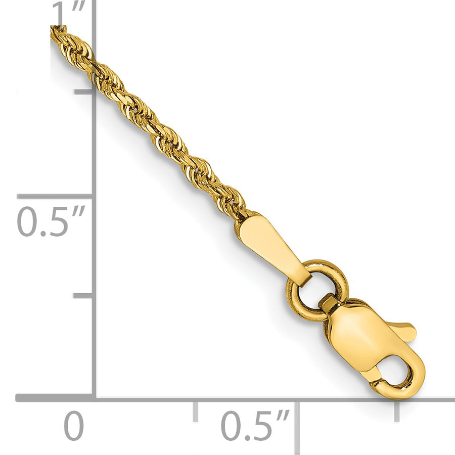 Tobillera de 14K en Oro Amarillo de 9 Pulgadas y 1.5 mm Tipo Cuerda con Cierre de Langosta