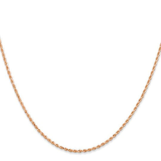 14K Rose Gold 30 Inch 1.5mm Diamond Cut Rope Chain with Lobster Clasp