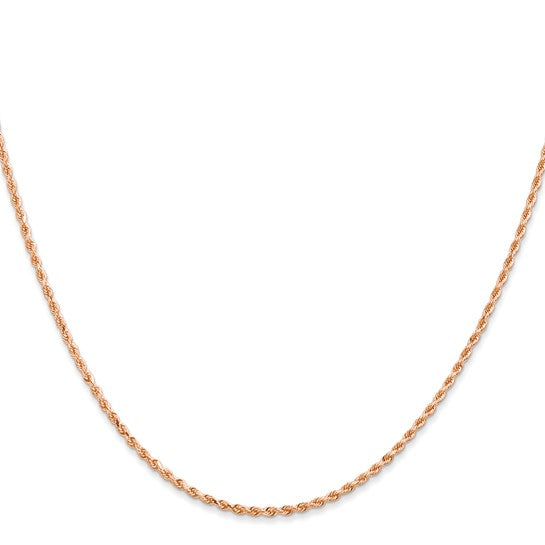 Cadena de Cuerda con Corte Diamante de Oro Rosa de 14K, 14 pulgadas, 1.5 mm con Cierre de Langosta