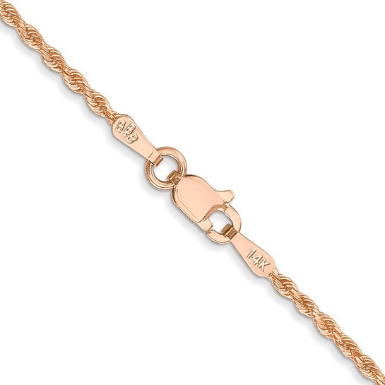 14K Rose Gold 30 Inch 1.5mm Diamond Cut Rope Chain with Lobster Clasp