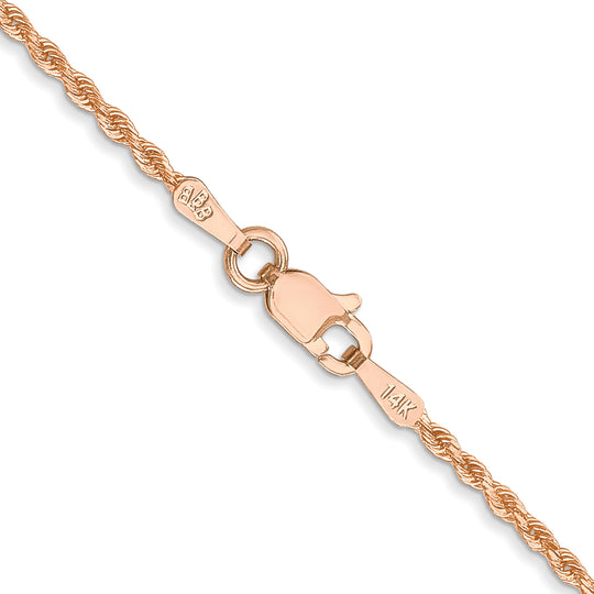 14K Rose Gold Diamond Cut Rope Chain, 14 inches, 1.5mm with Lobster Clasp