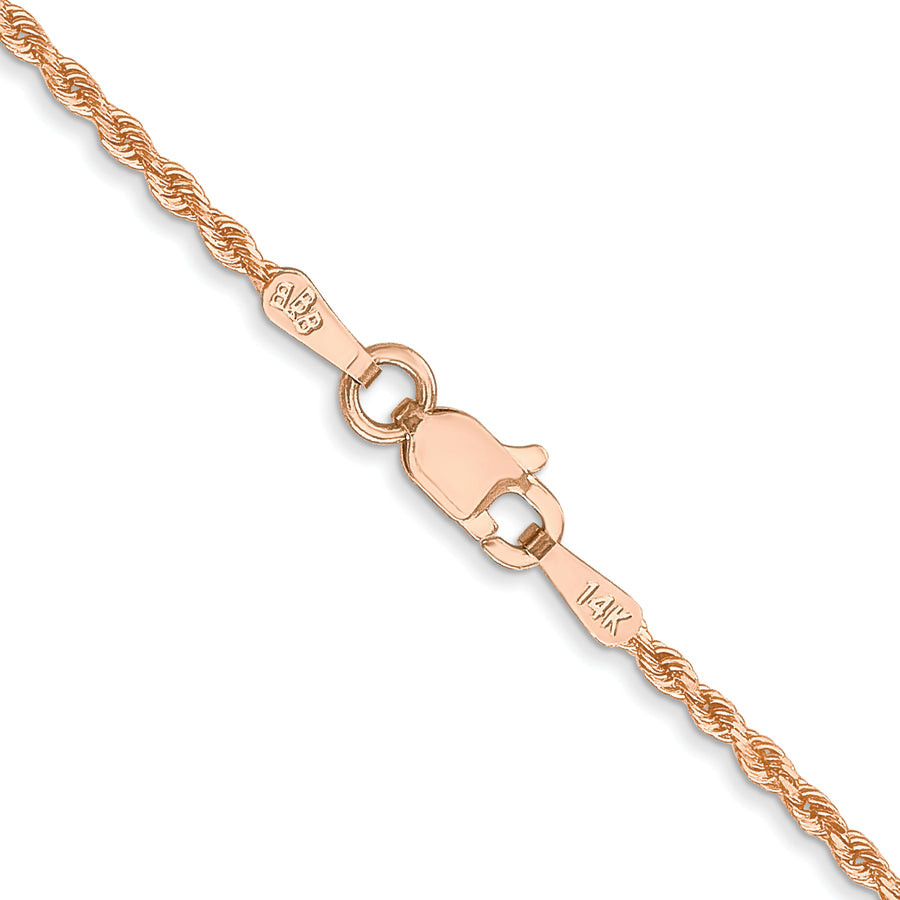 Cadena de Cuerda con Corte Diamante de Oro Rosa de 14K, 14 pulgadas, 1.5 mm con Cierre de Langosta