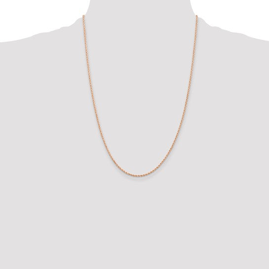 Cadena de Oro Rosa de 14K de 24 Pulgadas y 1.5 mm con Corte de Diamante y Cierre de Langosta