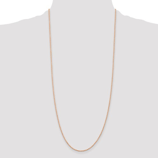 14K Rose Gold 30 Inch 1.5mm Diamond Cut Rope Chain with Lobster Clasp
