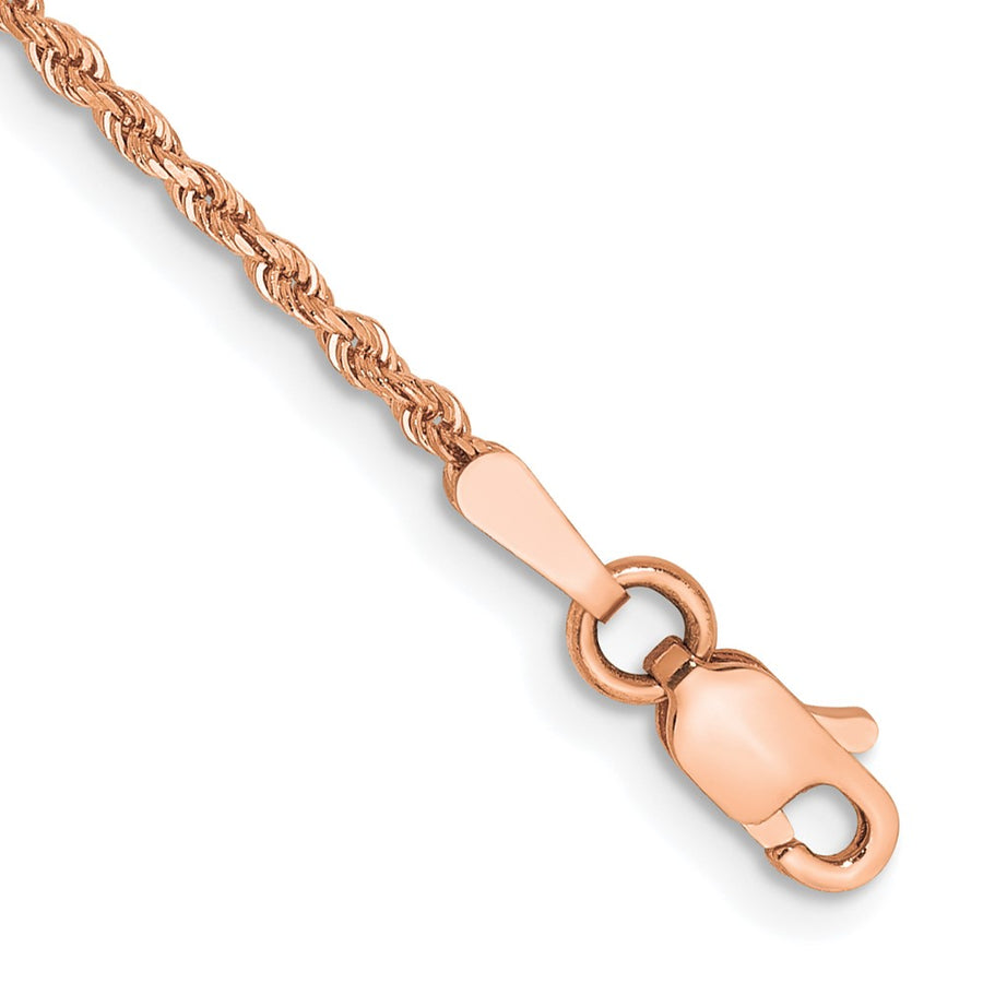 Tobillera de Oro Rosa 14K de 9 Pulgadas (1.5 mm) con Cadena Rope Cortada a Diamante y Cierre de Langosta