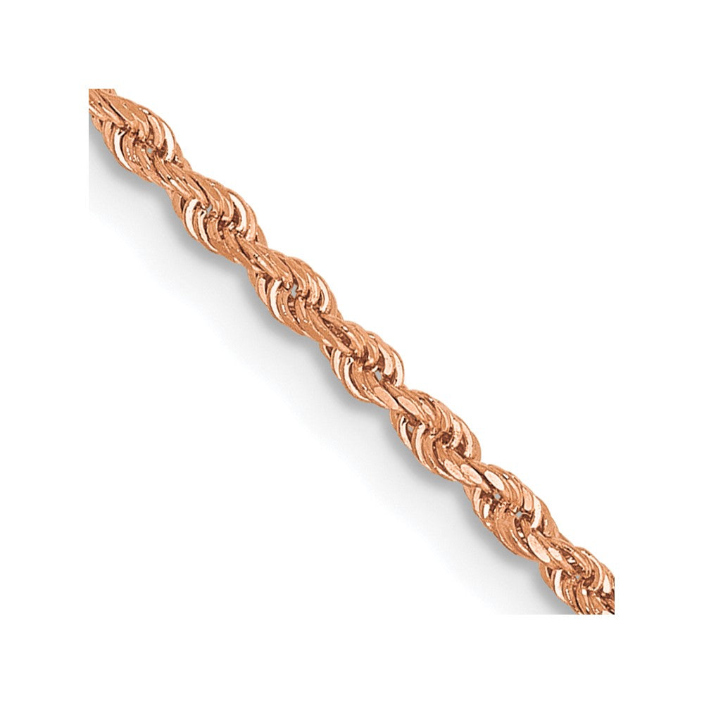 14K Rose Gold 30 Inch 1.5mm Diamond Cut Rope Chain with Lobster Clasp