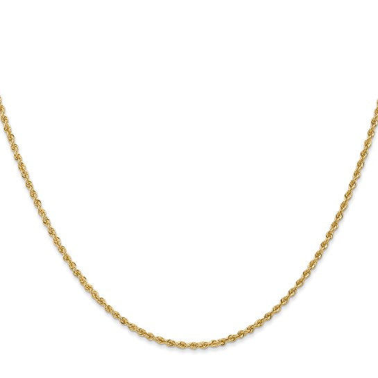 Cadena de Cuerda de 14K de 30 pulgadas y 1.5 mm con Cierre de Langosta