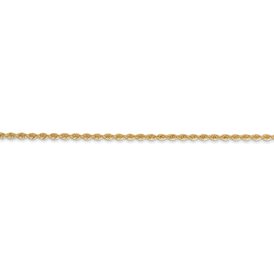 14k Yellow Gold Regular Rope Chain 36 Inches 1.5mm with Lobster Clasp
