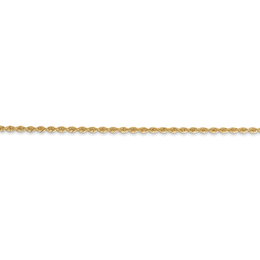 Cadena de Cuerda en Oro Amarillo de 14K, 14 Pulgadas y 1.5 mm con Cierre de Langosta
