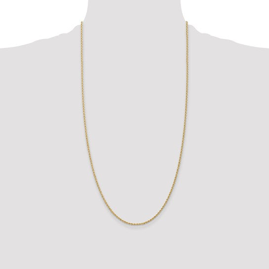 Cadena de Oro Amarillo de 14K – 1.5 mm, Cuerda con Cierre Tipo Langosta