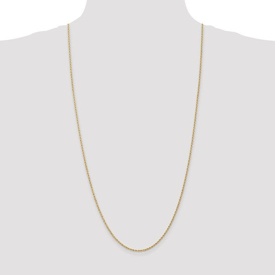 Cadena de Cuerda de 14K de 30 pulgadas y 1.5 mm con Cierre de Langosta