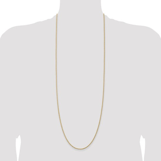 14k Yellow Gold Regular Rope Chain 36 Inches 1.5mm with Lobster Clasp