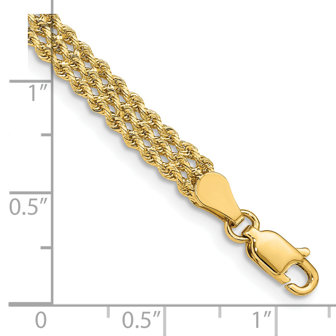 Pulsera de 14K Ancha de 4.5mm con Triple Hebra Estilo Cuerda