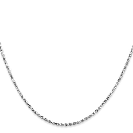 Cadena de Oro Blanco de 10K, 1.5 mm, Cuerda Cortada con Diamante