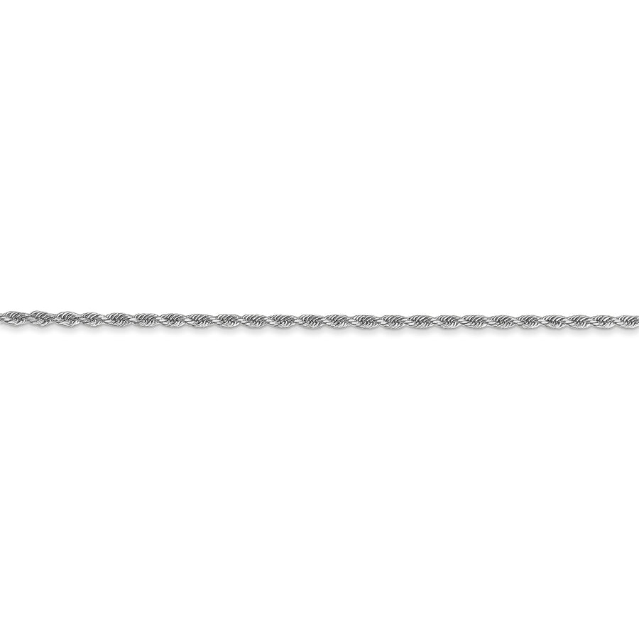 Cadena de Cuerda de Oro Blanco de 10k de 1.5mm con Corte Diamante y Cierre de Langosta