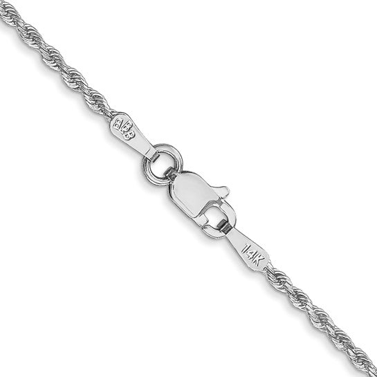 Cadena de Cuerda en Oro Blanco de 10K, 1.5 mm, Corte Diamante