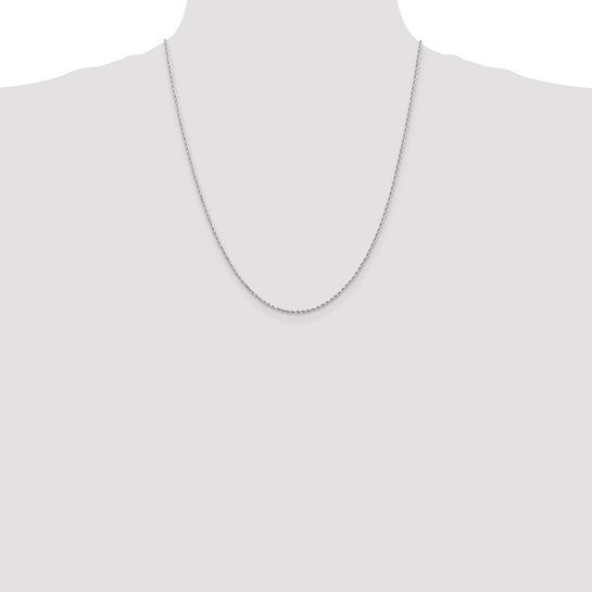 Cadena de Oro Blanco de 10K, 1.5 mm, Cuerda Cortada con Diamante