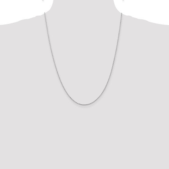 14K White Gold Rope Chain, 24 inches, 1.5 mm, Diamond Cut with Lobster Clasp