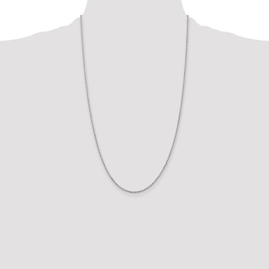 Cadena de Cuerda con Corte Diamante de 1.5 mm en Oro Blanco de 10k – 26 Pulgadas