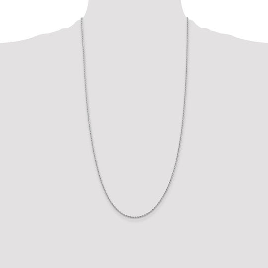 14K White Gold Chain – 1.5mm Diamond Cut Rope with Lobster Clasp (28 inches)