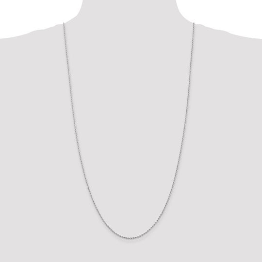 14K White Gold Rope Chain, 30 Inches, 1.5 mm with Lobster Clasp and Diamond-Cut Finish
