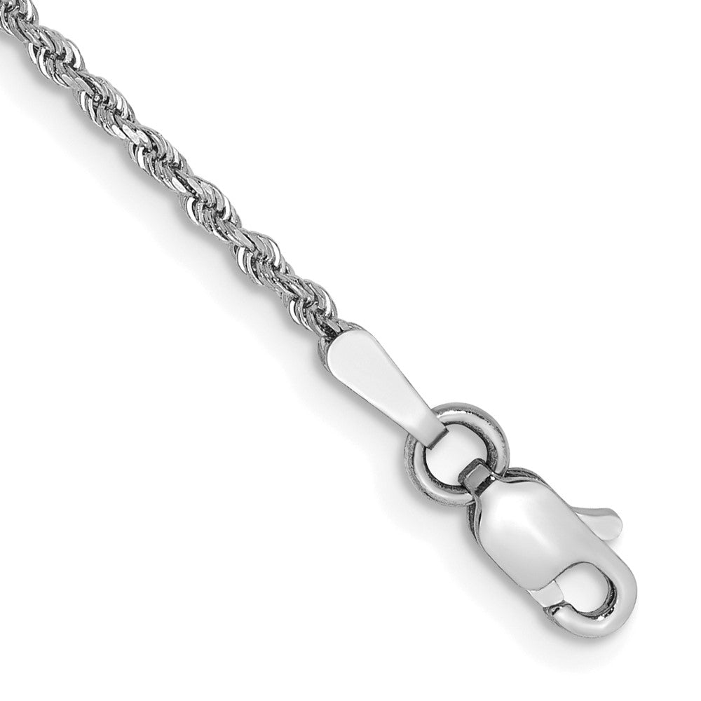 Tobillera de Oro Blanco de 14K con Cadena de Cuerda Diamantada de 1.5mm de 10 Pulgadas