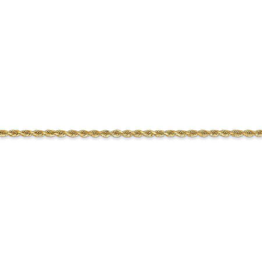 Cadena de Cuerda con Corte Diamante de 1.75 mm en Oro Amarillo de 14k – 30 Pulgadas con Broche Langosta