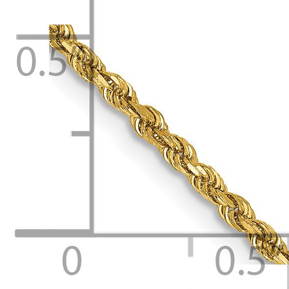 14k 1.75mm D/C rope with lobster clasp chain