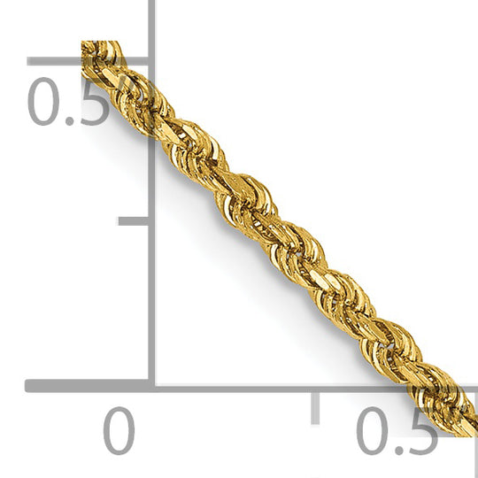 14k 1.75mm D/C rope with lobster clasp chain
