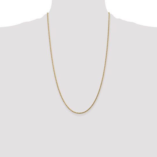 Cadena de Cuerda de Oro Amarillo de 14K – 26 Pulgadas y 1.75 mm con Corte Diamante