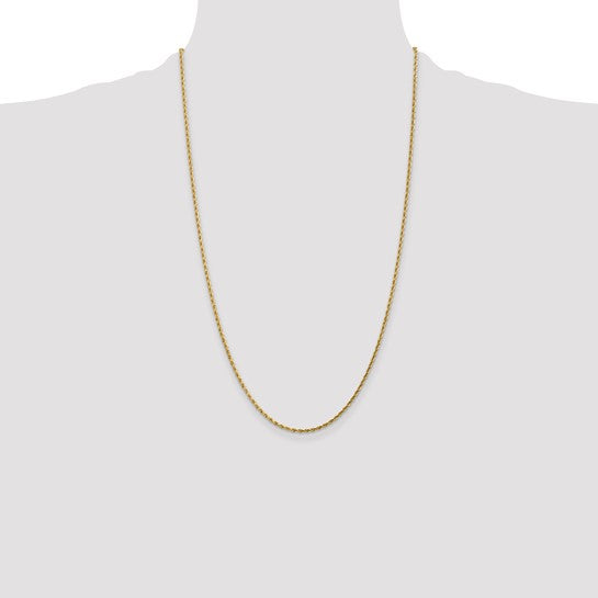 Cadena de Cuerda de Oro Amarillo de 14K – 26 Pulgadas y 1.75 mm con Corte Diamante