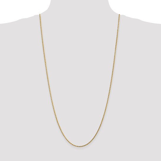 Cadena de Cuerda con Corte Diamante de 1.75 mm en Oro Amarillo de 14k – 30 Pulgadas con Broche Langosta