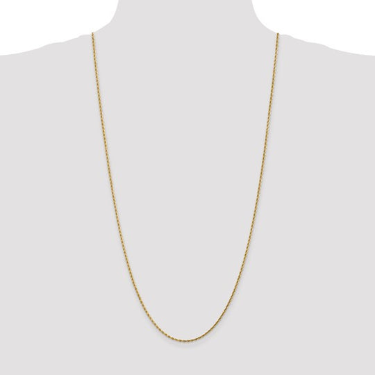 Cadena de Cuerda con Corte Diamante de 1.75 mm en Oro Amarillo de 14k – 30 Pulgadas con Broche Langosta