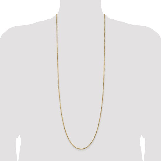 Cadena de Oro Amarillo 14K de 36" (1.75 mm) Tipo Cuerda con Corte Diamante y Cierre Langosta