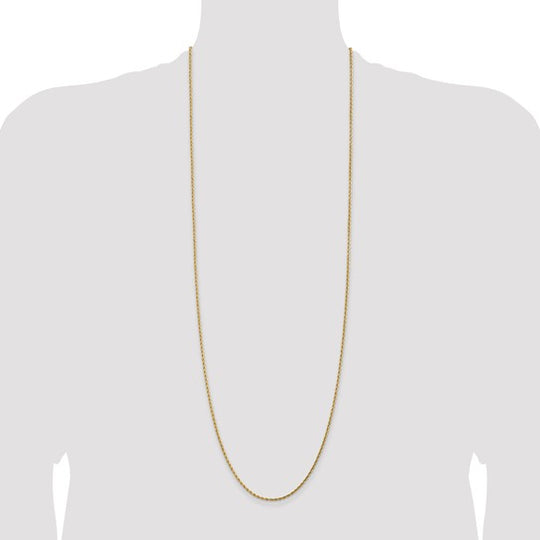 Cadena de Oro Amarillo 14K de 36" (1.75 mm) Tipo Cuerda con Corte Diamante y Cierre Langosta