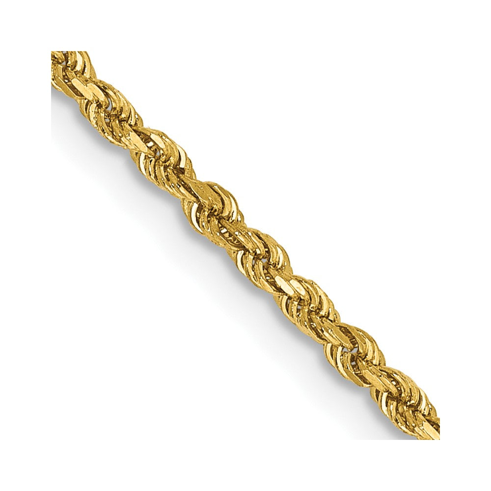 14K Yellow Gold Rope Chain, 28 Inches, 1.75 mm Diamond Cut with Lobster Clasp